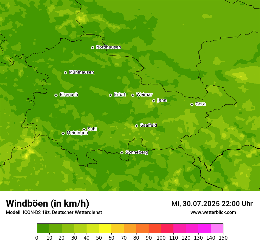 Modellkarten Windgeschwindigkeit