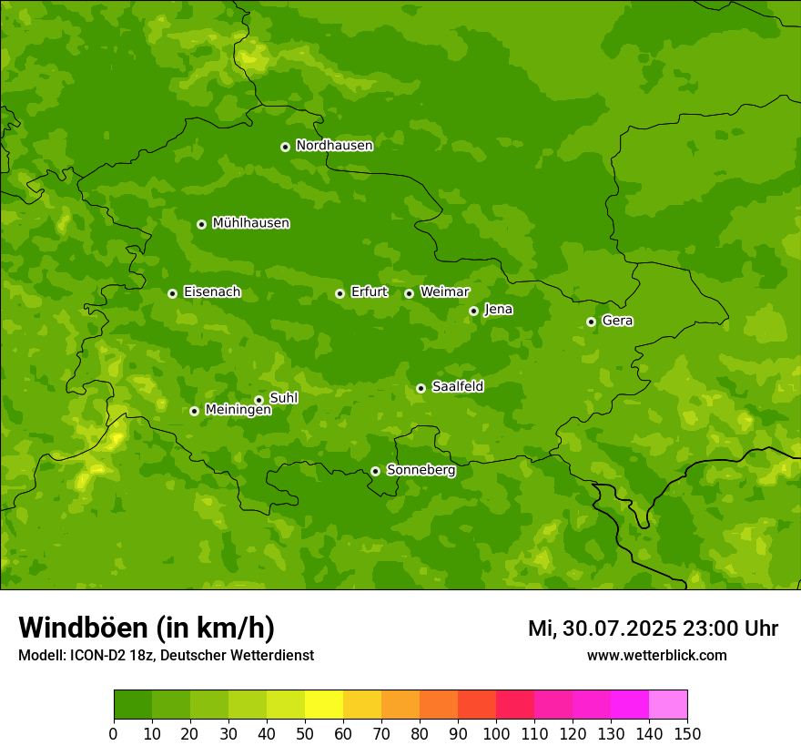 Modellkarten Windgeschwindigkeit