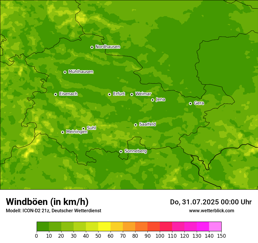 Modellkarten Windgeschwindigkeit