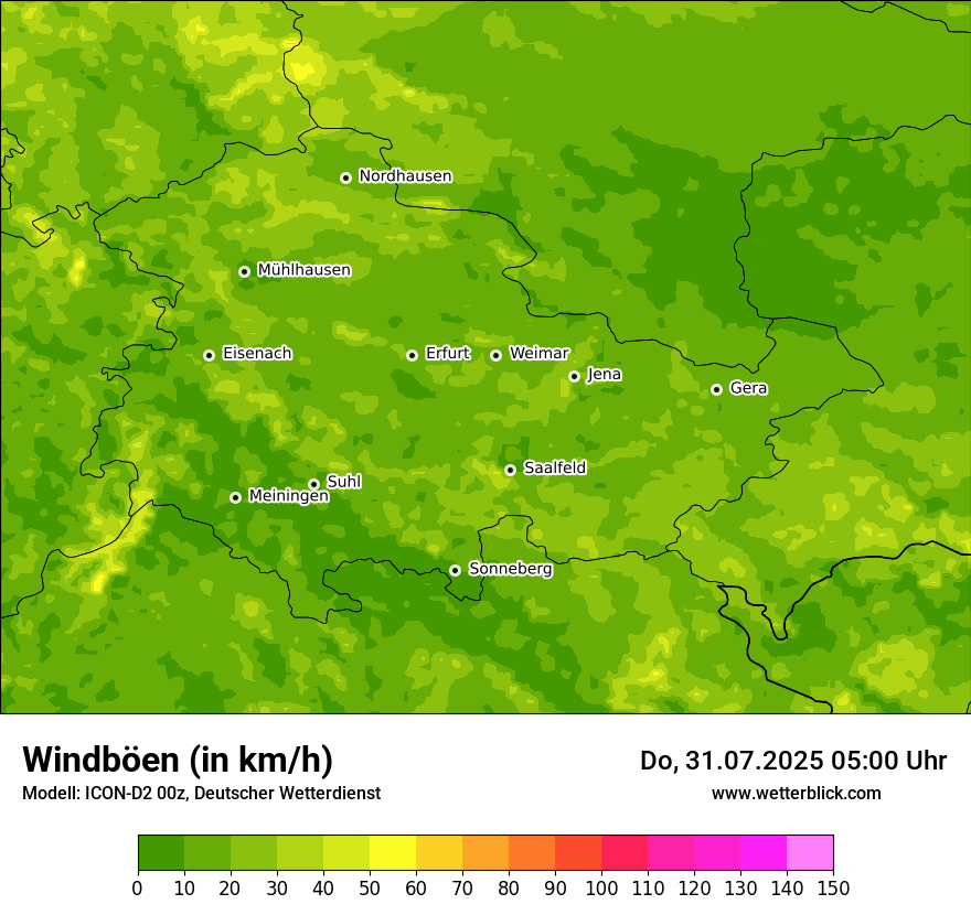 Modellkarten Windgeschwindigkeit