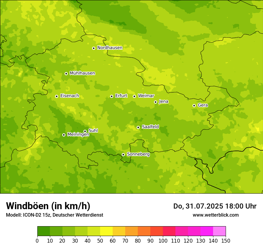 Modellkarten Windgeschwindigkeit