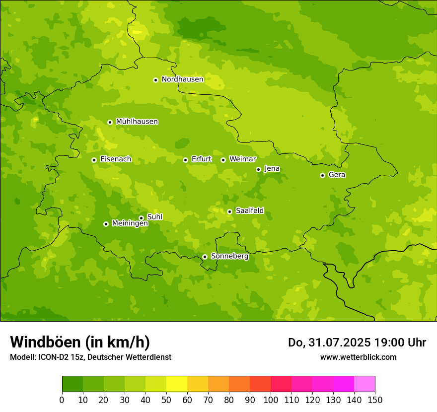 Modellkarten Windgeschwindigkeit