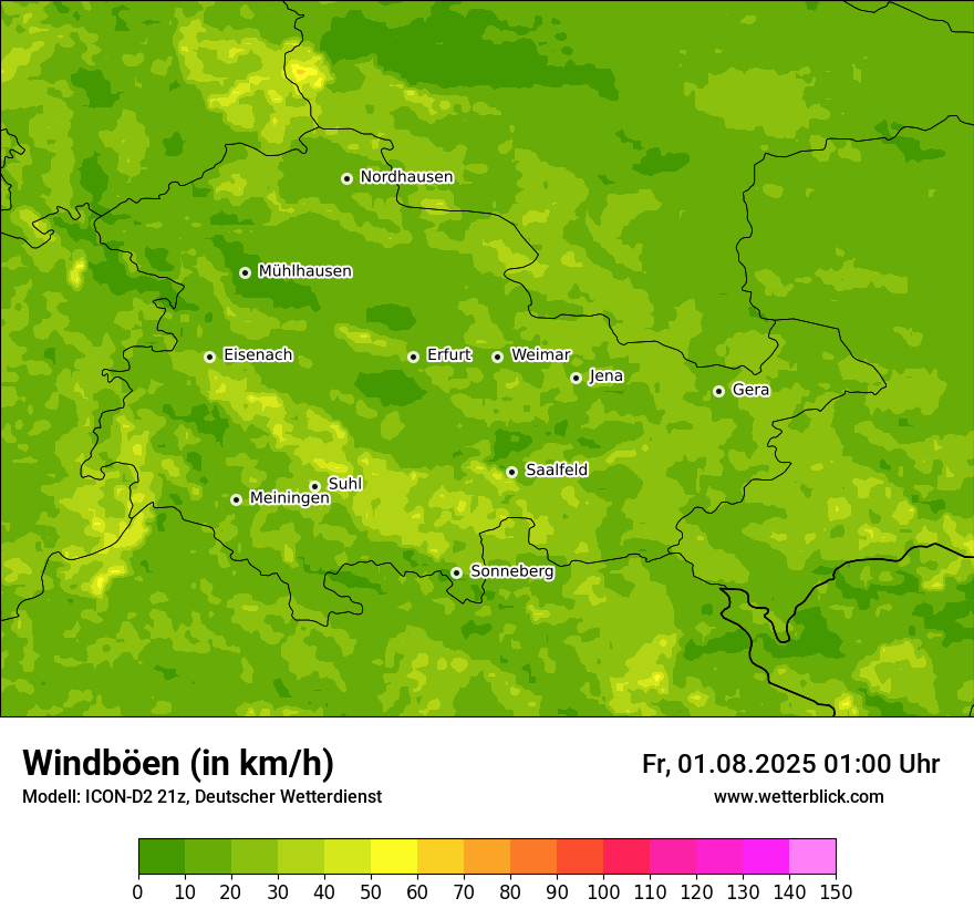 Modellkarten Windgeschwindigkeit