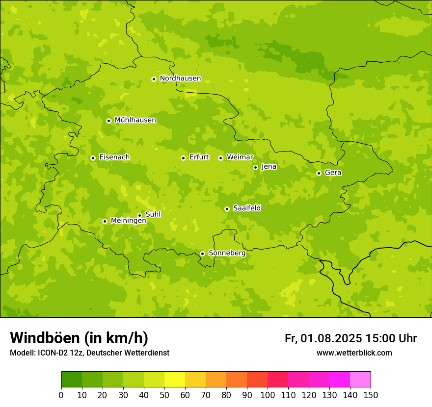 Modellkarten Windgeschwindigkeit