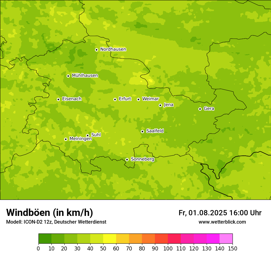 Modellkarten Windgeschwindigkeit