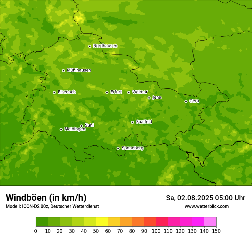 Modellkarten Windgeschwindigkeit
