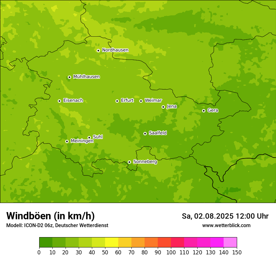 Modellkarten Windgeschwindigkeit