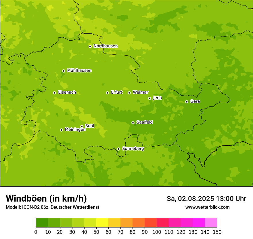Modellkarten Windgeschwindigkeit