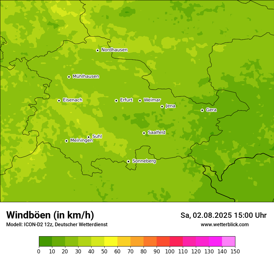 Modellkarten Windgeschwindigkeit