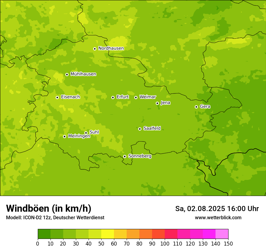 Modellkarten Windgeschwindigkeit