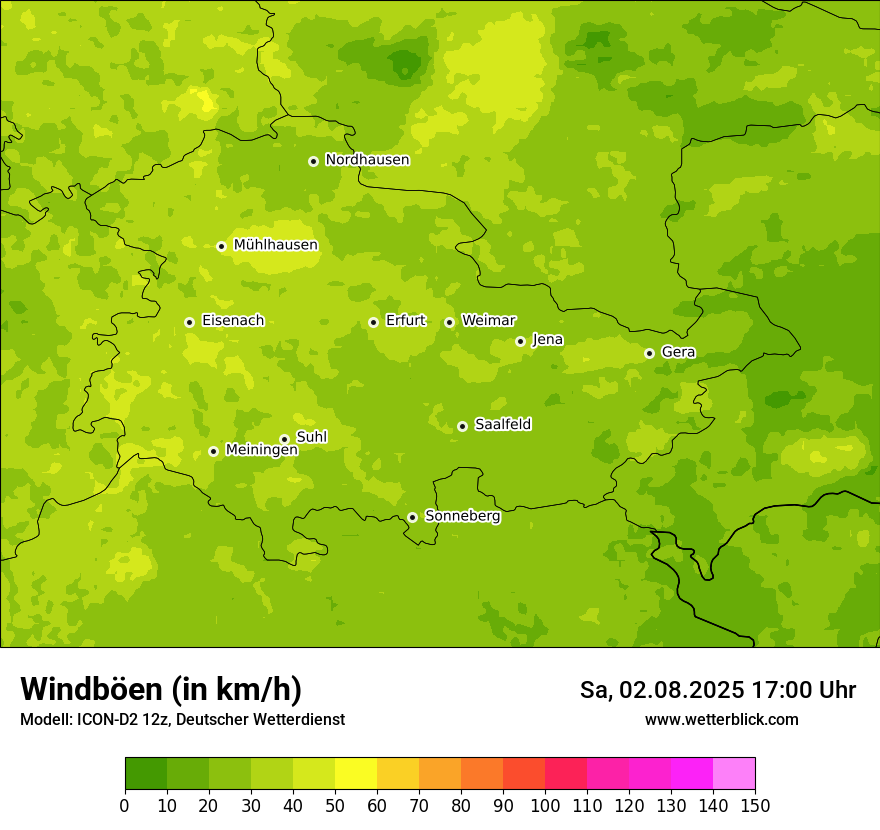 Modellkarten Windgeschwindigkeit
