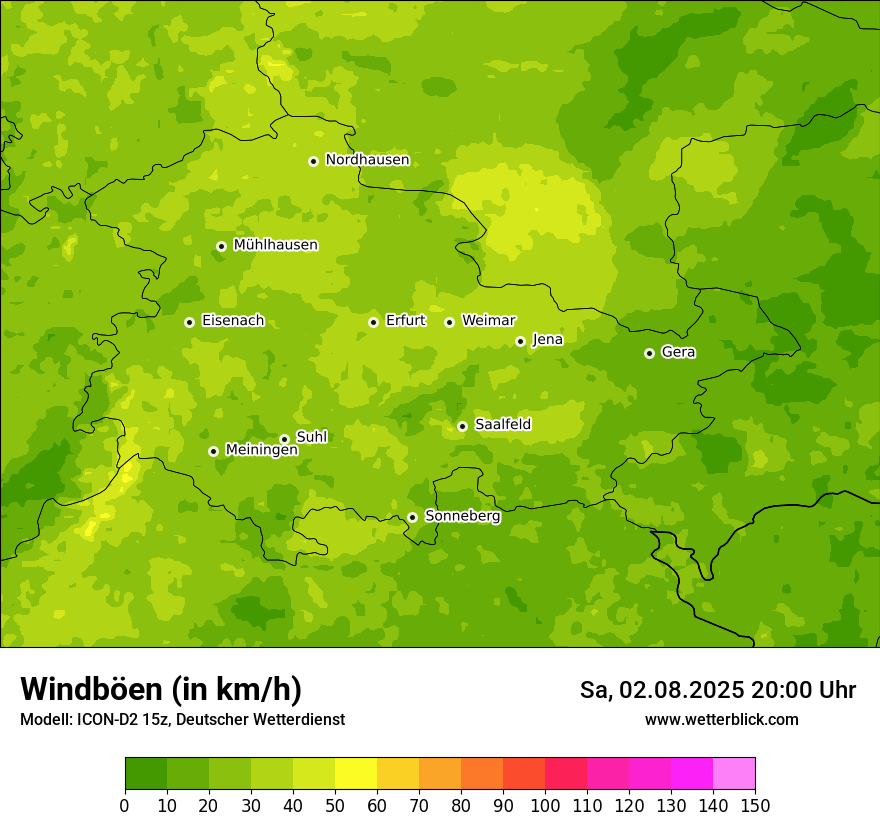 Modellkarten Windgeschwindigkeit