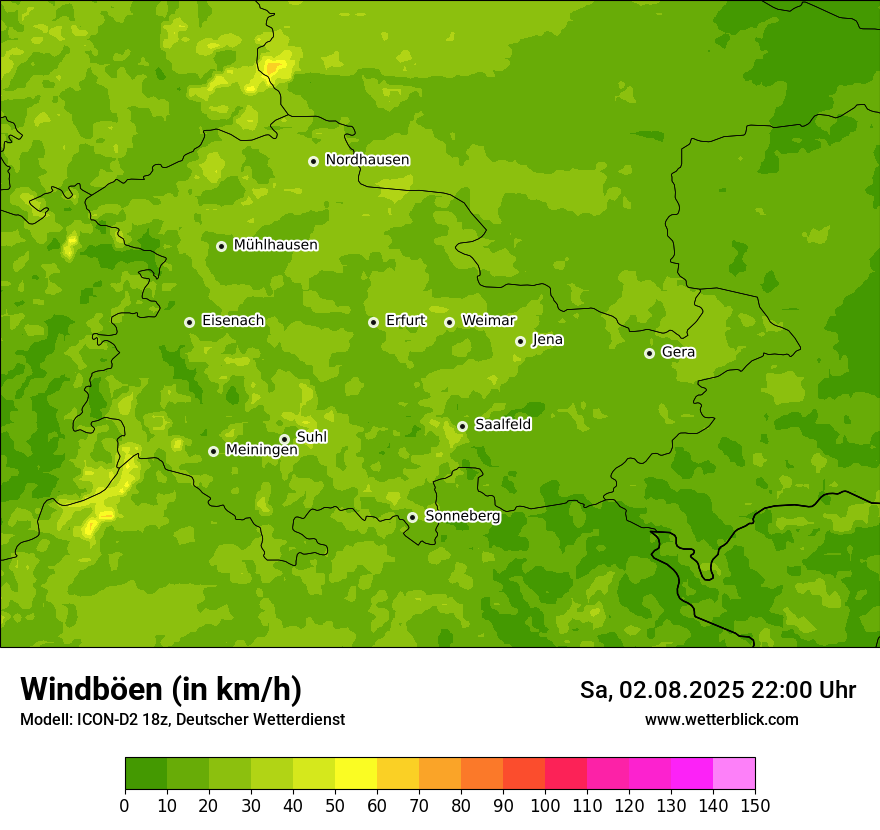 Modellkarten Windgeschwindigkeit