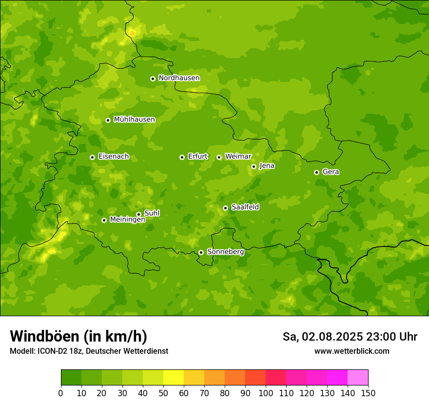 Modellkarten Windgeschwindigkeit