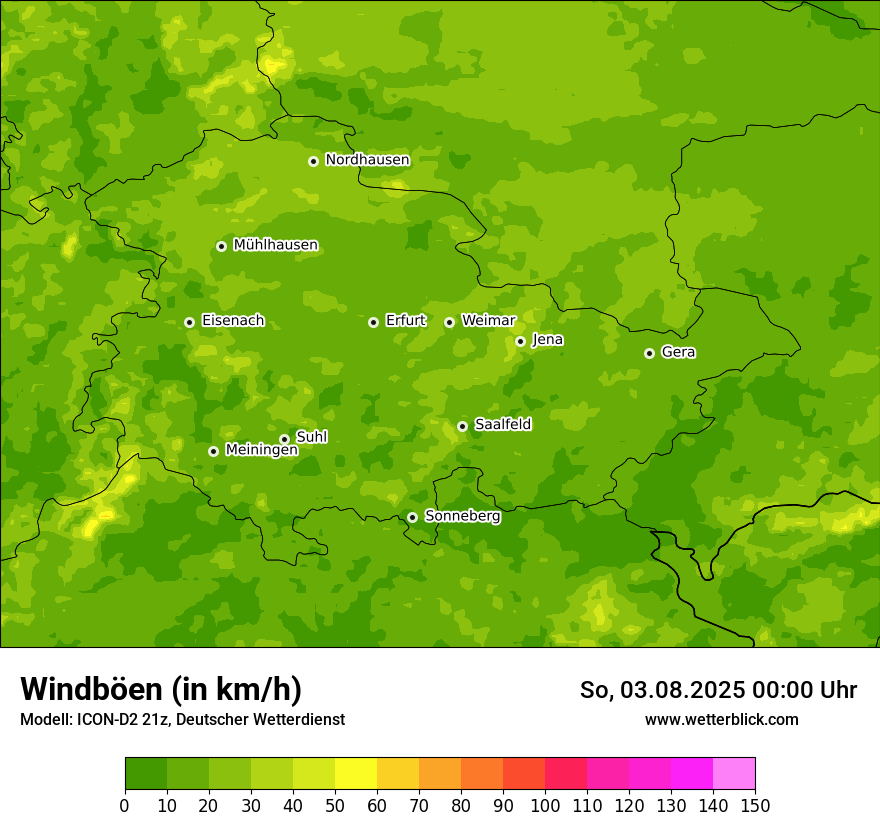 Modellkarten Windgeschwindigkeit
