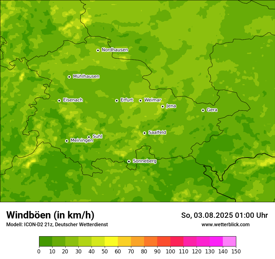 Modellkarten Windgeschwindigkeit