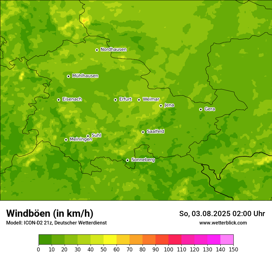 Modellkarten Windgeschwindigkeit