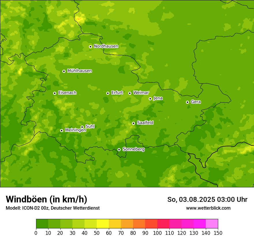 Modellkarten Windgeschwindigkeit