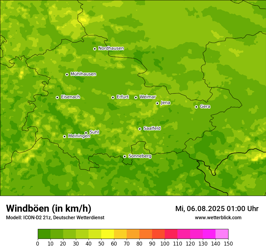 Modellkarten Windgeschwindigkeit