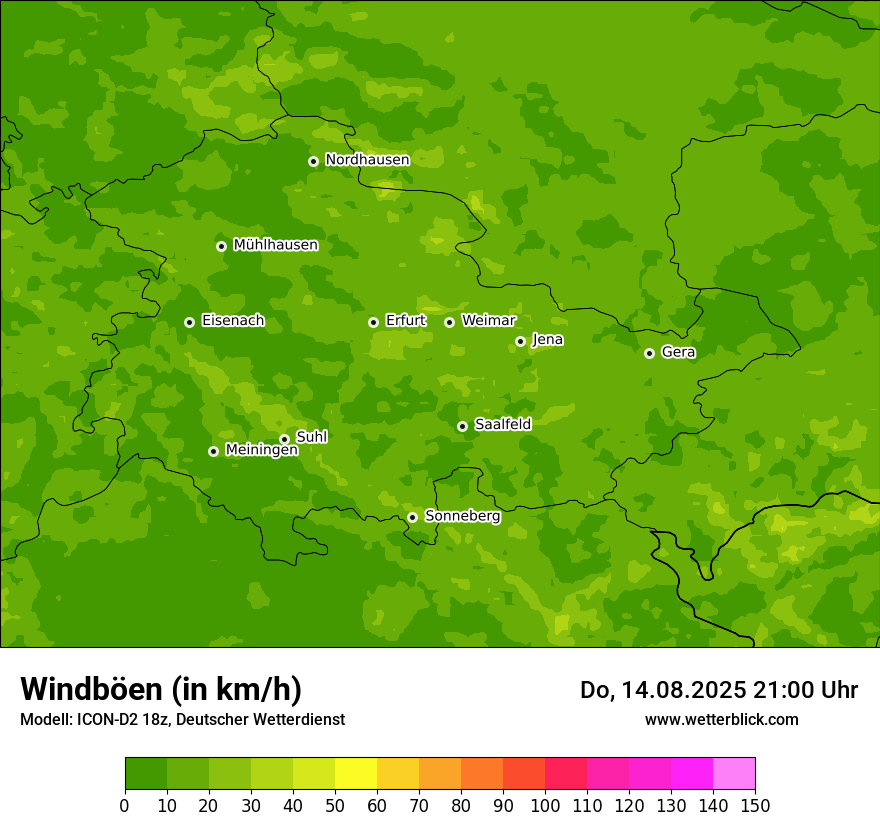 Modellkarten Windgeschwindigkeit