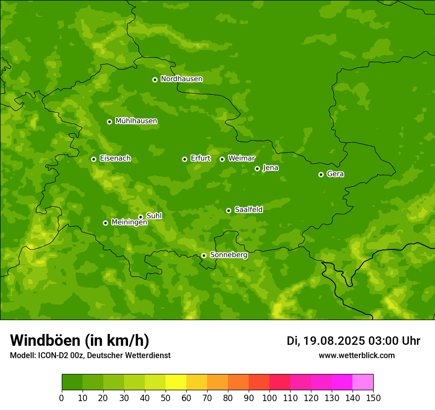 Modellkarten Windgeschwindigkeit