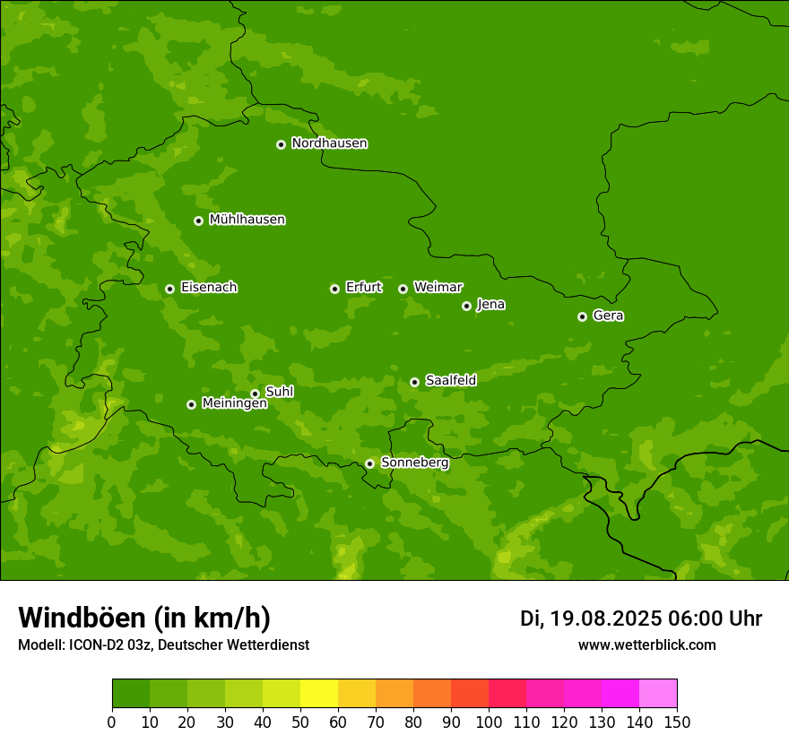 Modellkarten Windgeschwindigkeit