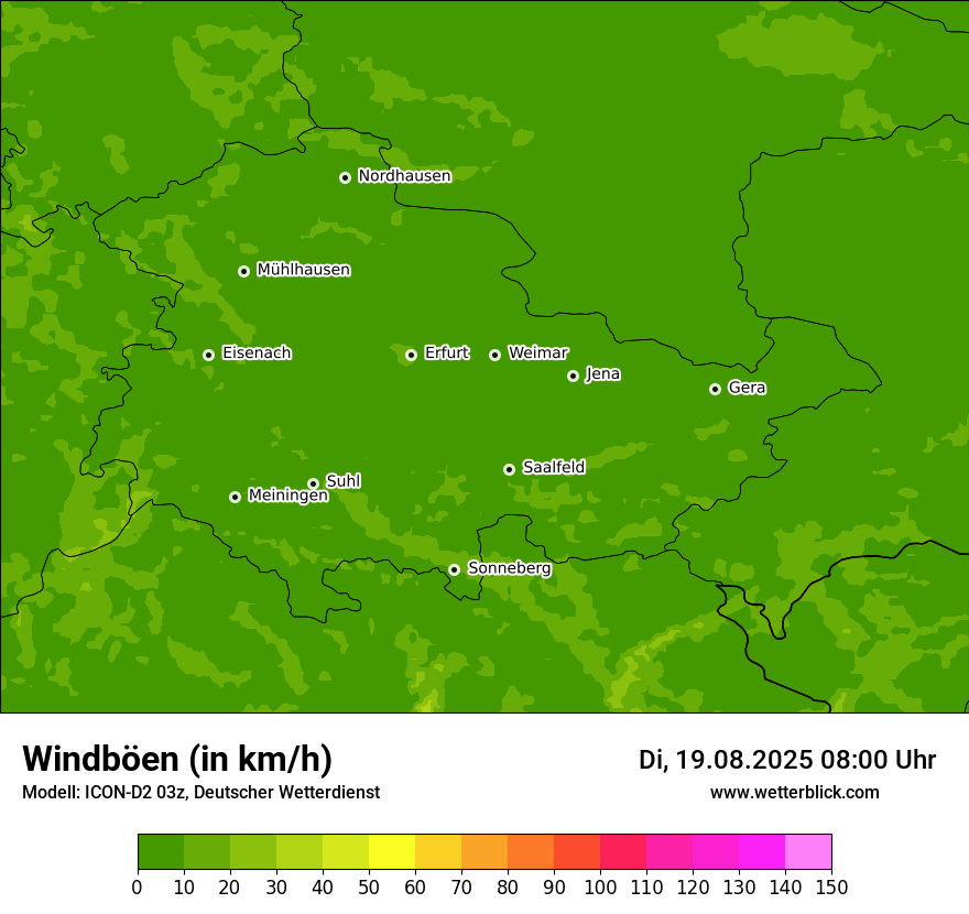 Modellkarten Windgeschwindigkeit