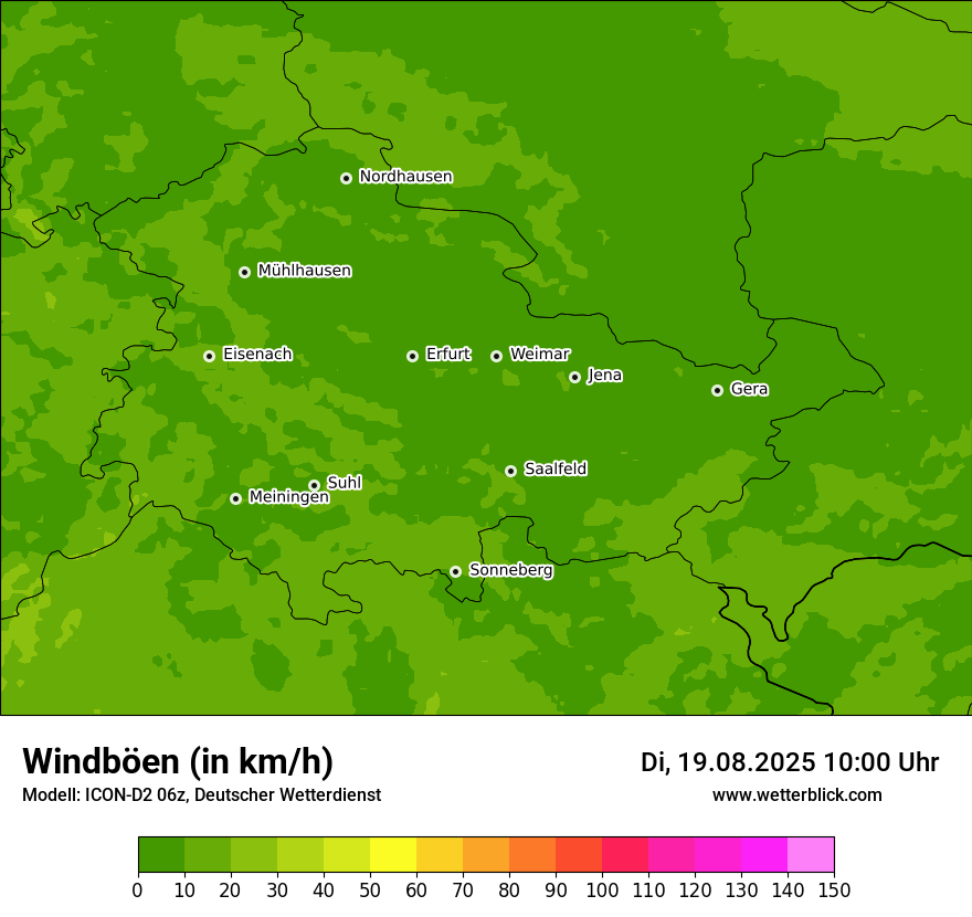 Modellkarten Windgeschwindigkeit