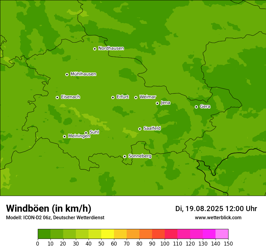 Modellkarten Windgeschwindigkeit