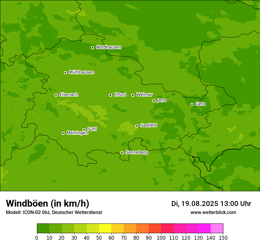 Modellkarten Windgeschwindigkeit