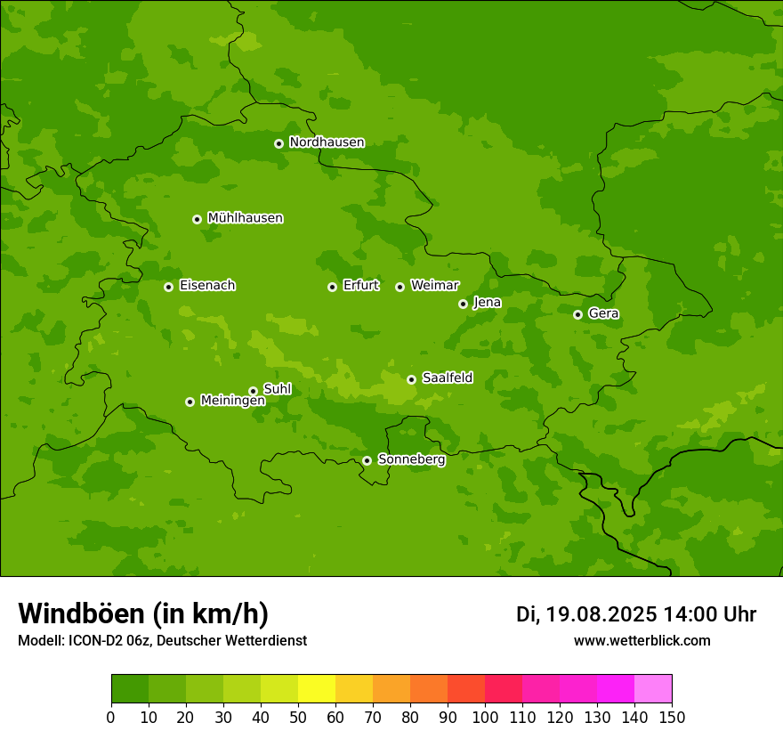 Modellkarten Windgeschwindigkeit