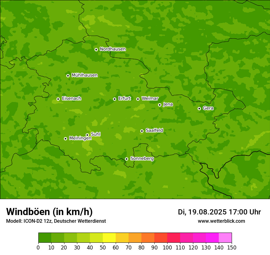 Modellkarten Windgeschwindigkeit