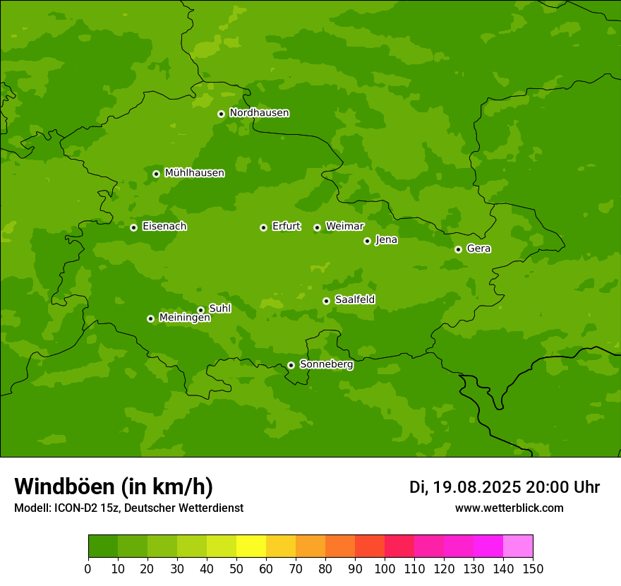 Modellkarten Windgeschwindigkeit