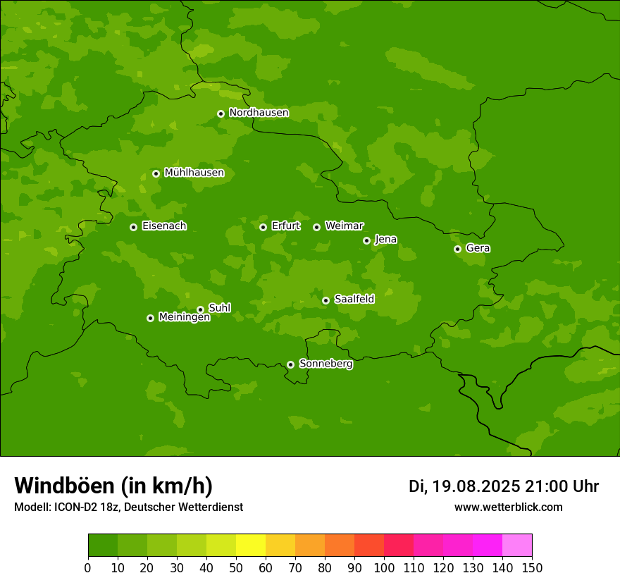 Modellkarten Windgeschwindigkeit