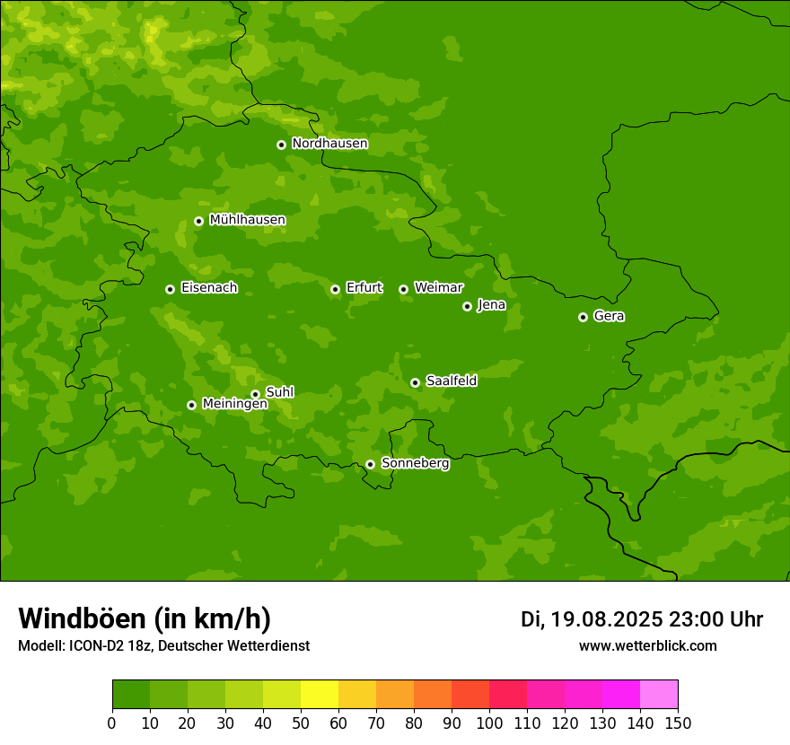Modellkarten Windgeschwindigkeit