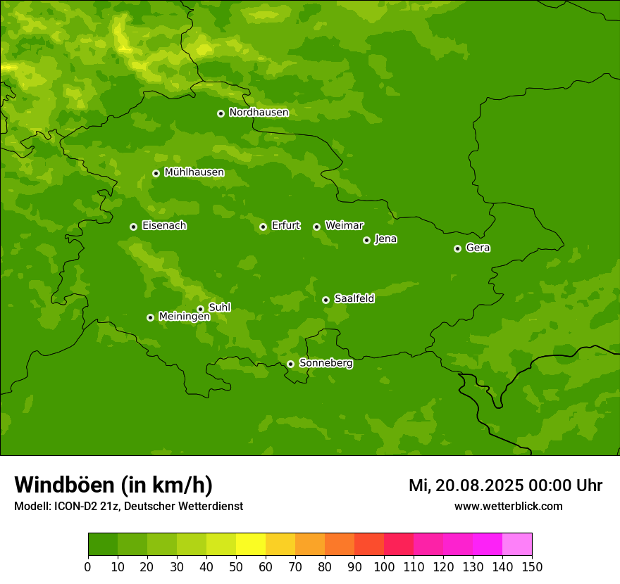 Modellkarten Windgeschwindigkeit