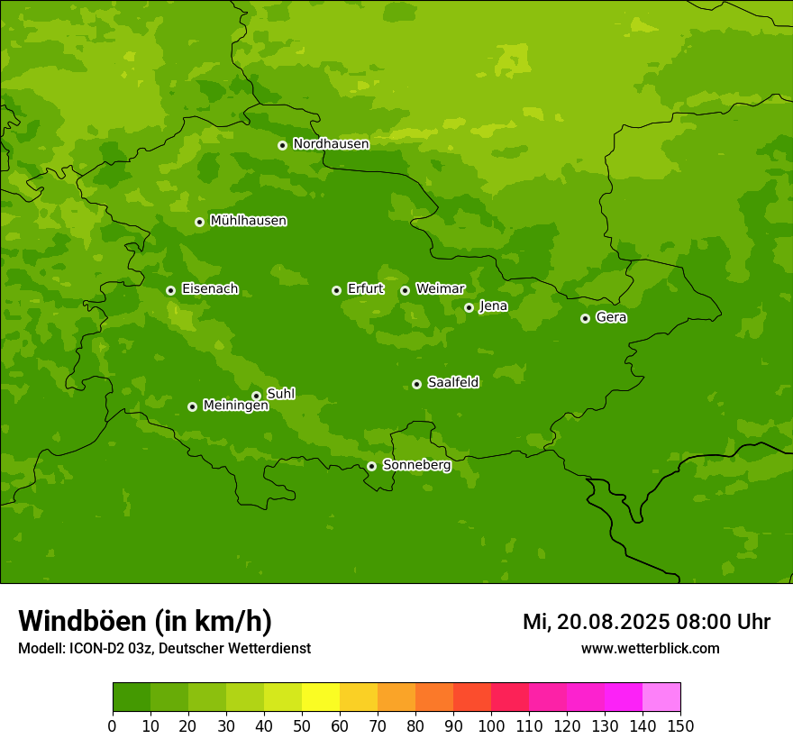 Modellkarten Windgeschwindigkeit