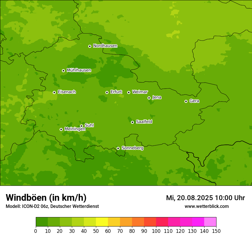Modellkarten Windgeschwindigkeit
