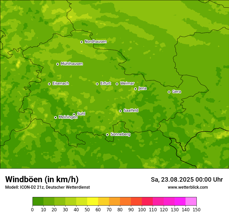 Modellkarten Windgeschwindigkeit