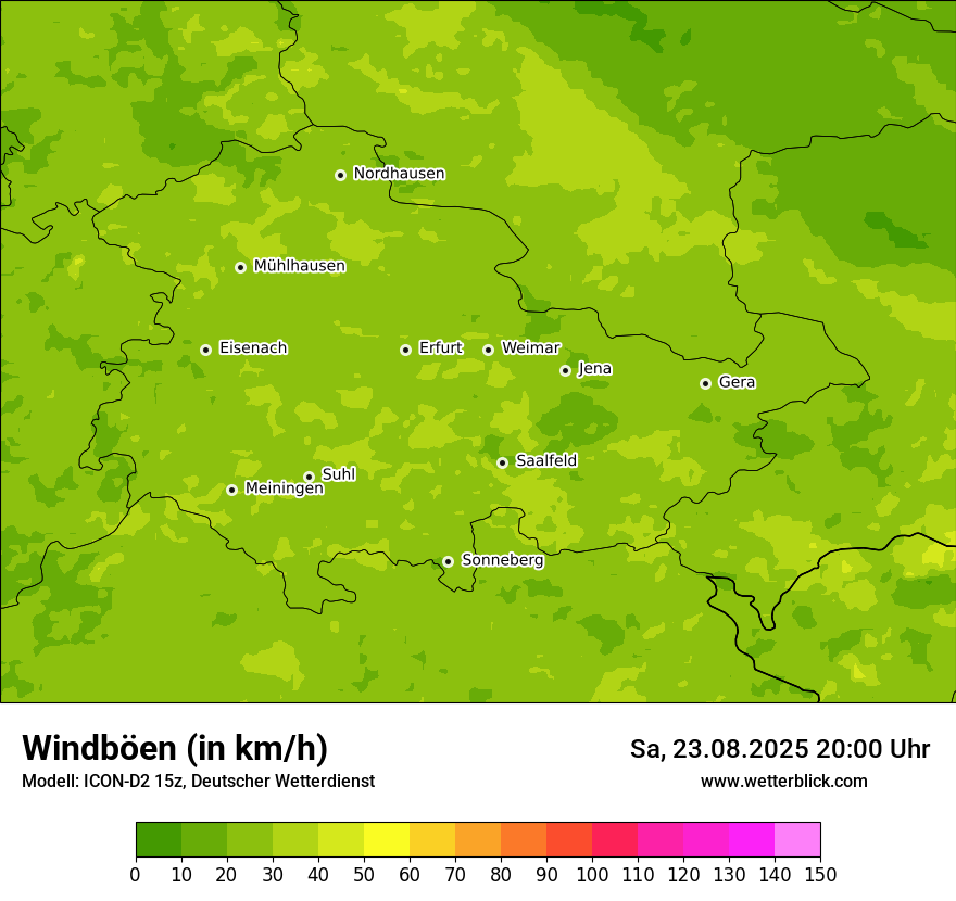 Modellkarten Windgeschwindigkeit