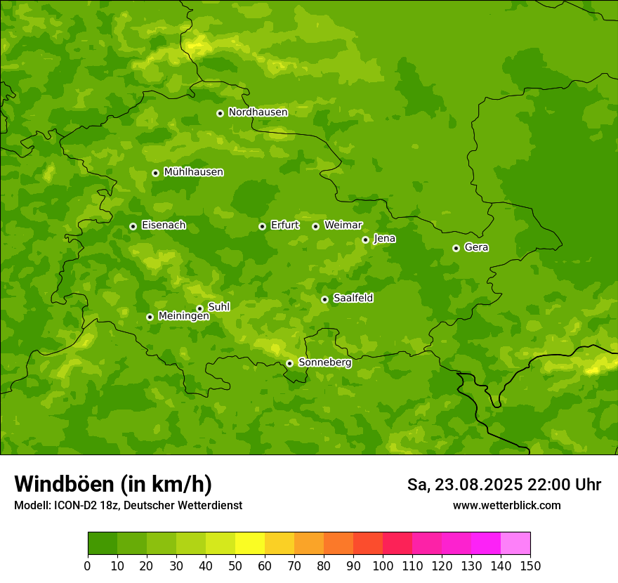 Modellkarten Windgeschwindigkeit