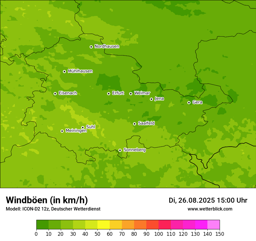 Modellkarten Windgeschwindigkeit