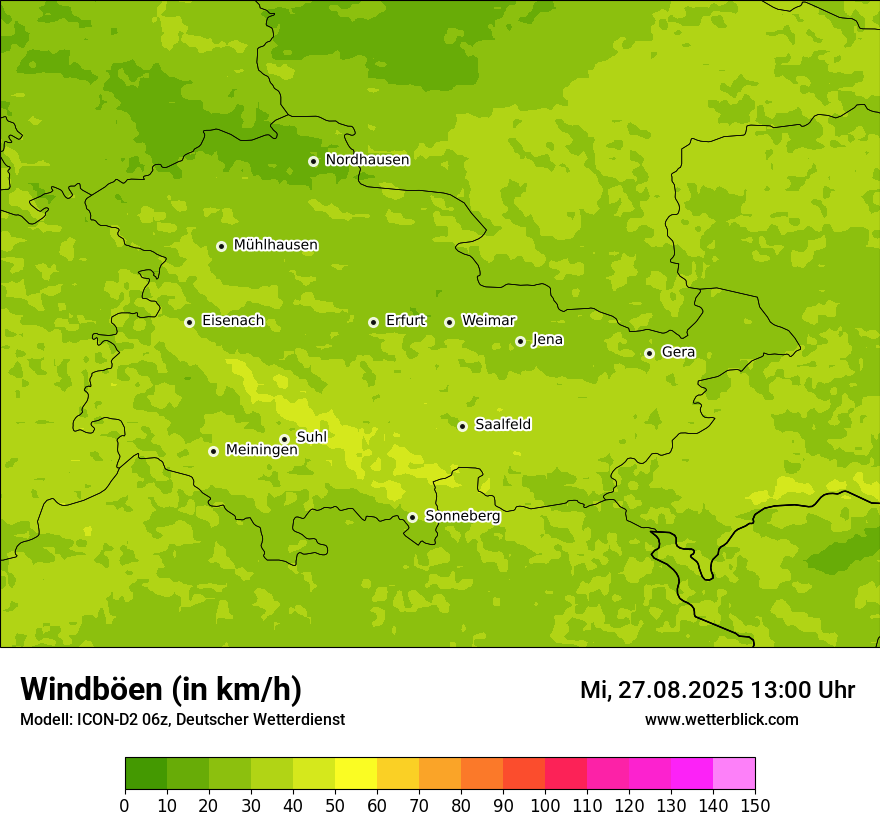 Modellkarten Windgeschwindigkeit