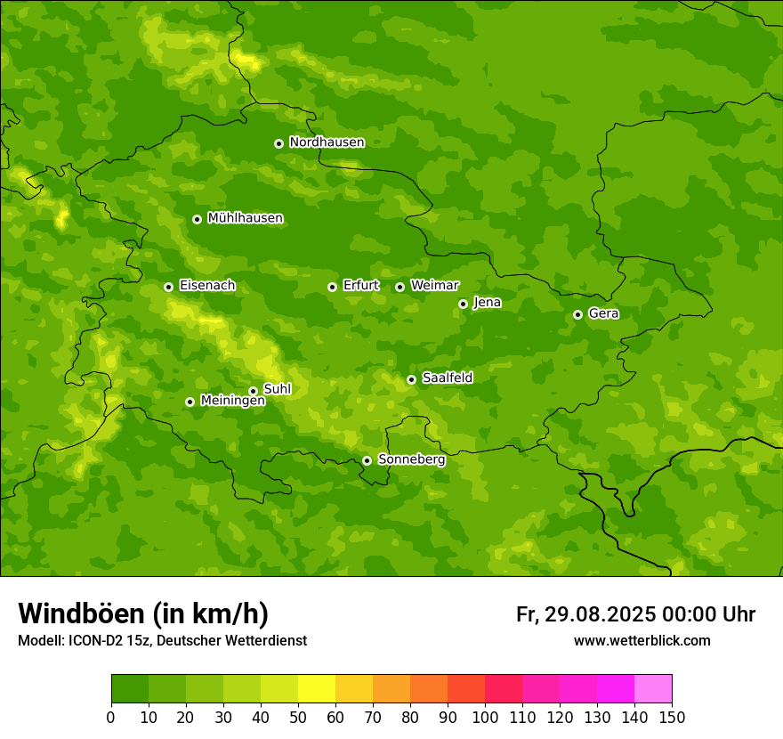 Modellkarten Windgeschwindigkeit