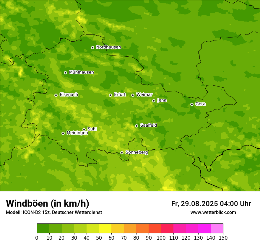 Modellkarten Windgeschwindigkeit